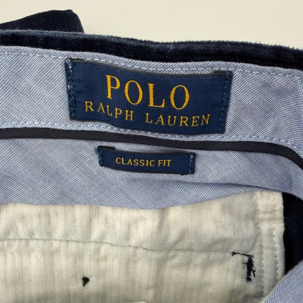 Polo Ralph Lauren Mens Navy Blue Corduroy Pants Classic Fit 36x34 Stretch Cotton